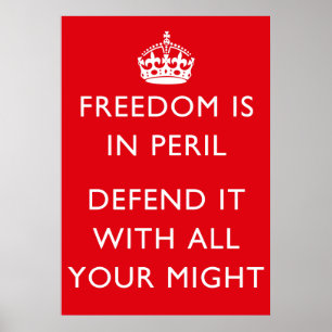 Póster La libertad está en poster del peligro WW2