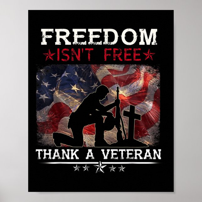 Póster La Libertad No Es Libre Gracias A Veterano Camisa  (Frente)