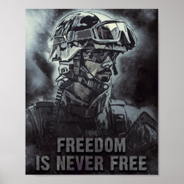Póster La libertad nunca es una cita militar y militar li