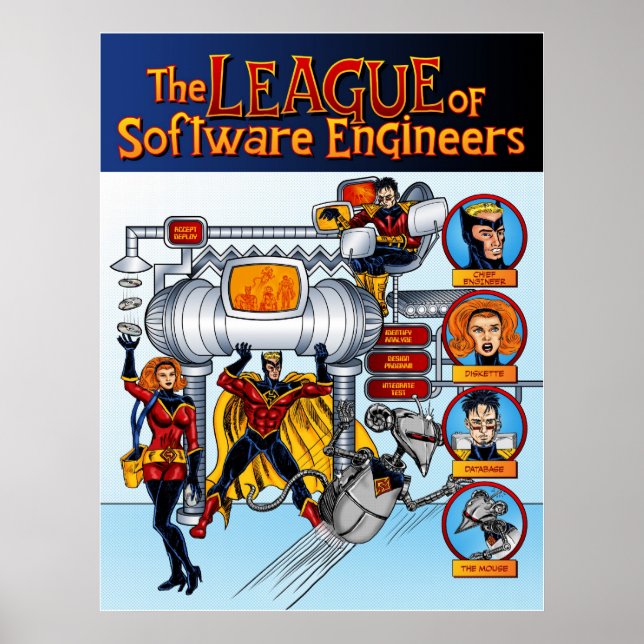 Póster La Liga de Ingenieros de Software (Frente)