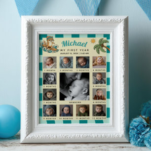 Póster La línea de tiempo de fotos del primer cumpleaños 