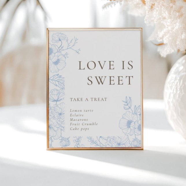 Póster La línea floral azul francesa El amor es dulce (Subido por el creador)