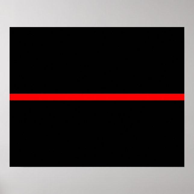 Póster La línea roja delgada simbólica sobre negro sólido (Frente)