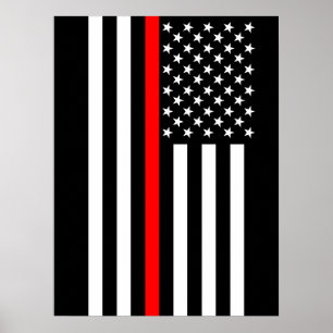 Póster La línea roja fina simbólica bandera americana
