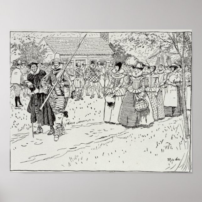 Póster La llegada de las jóvenes en Jamestown (Frente)