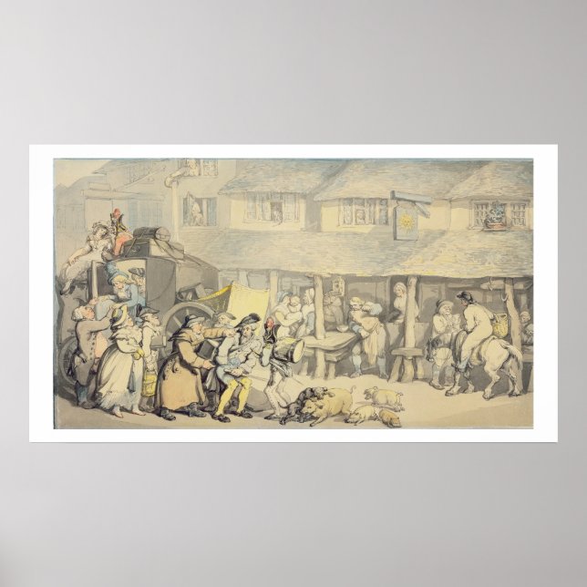 Póster La llegada del entrenador en el Sun Inn, Bod (Frente)