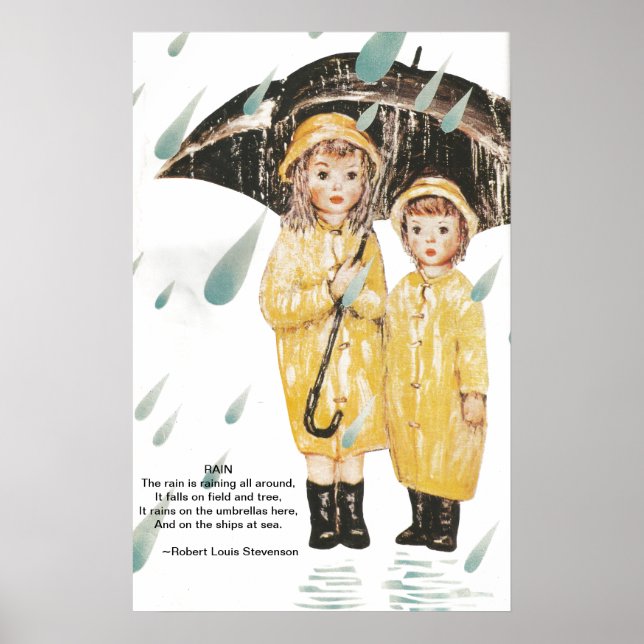 Póster La lluvia está lloviendo (Frente)
