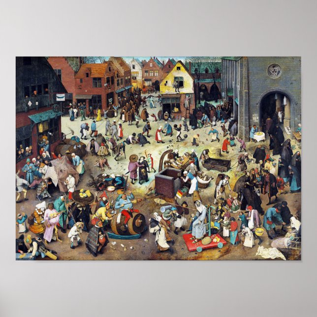 Póster La lucha entre el carnaval y la Cuaresma, Bruegel (Frente)