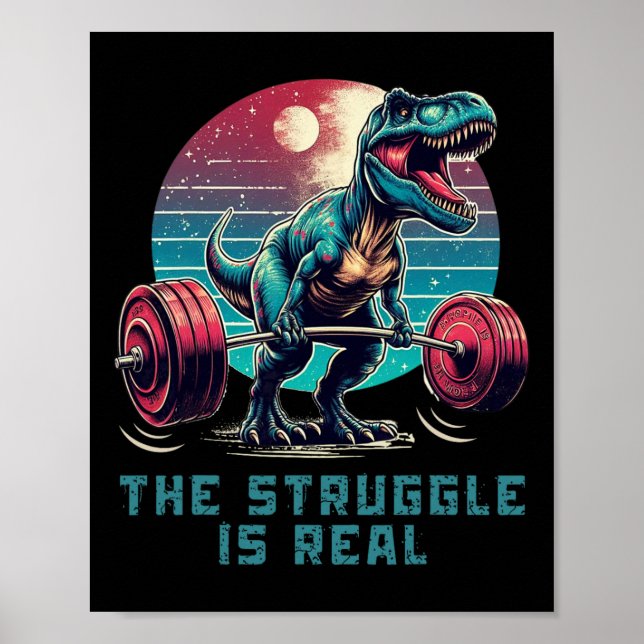 Póster La lucha es divertida realmente T-rex gimnasio Ent (Frente)