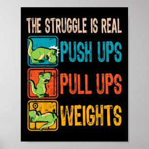 Póster La Lucha Es Divertida T-rex Gimnasio Entrenamiento
