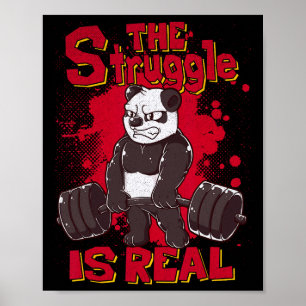 Póster La Lucha Es Real Panda Shirt Fitness Gym Bodyb