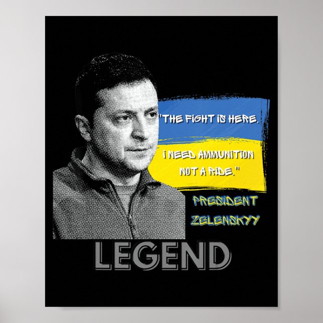Póster La lucha está aquí, presidente de Ucrania Zelensky (Frente)