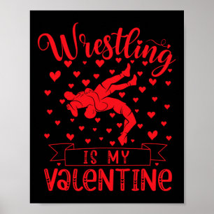 Póster La lucha libre es mi corazón de amor rojo del día