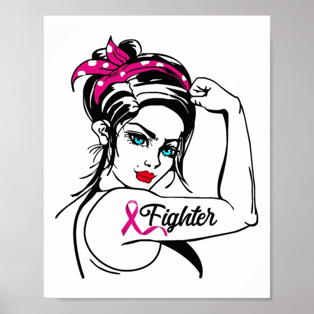 Póster La luchadora Rosie The Riveter Breast Cancer Aware (Frente)