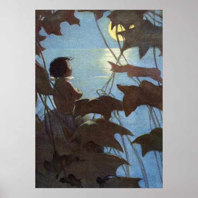 Póster La luna amarilla amplia de Jessie Willcox Smith (Frente)