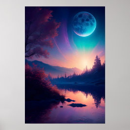 Póster La luna asombrosa y el río pacífico