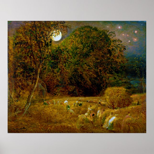 Póster La Luna de Cosecha de Samuel Palmer (1833) (Frente)