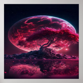 Póster La luna de sangre está creciendo. Fantasía de luna