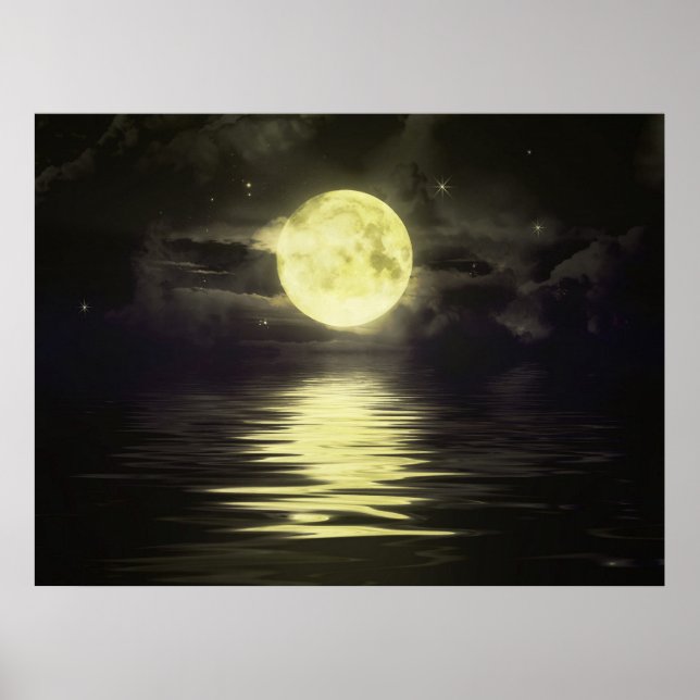 Póster La luna reflexionando sobre el agua (Frente)