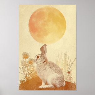 Póster La luna y un conejo