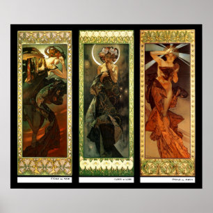 Póster La lune et les étoiles de Alphonse Mucha
