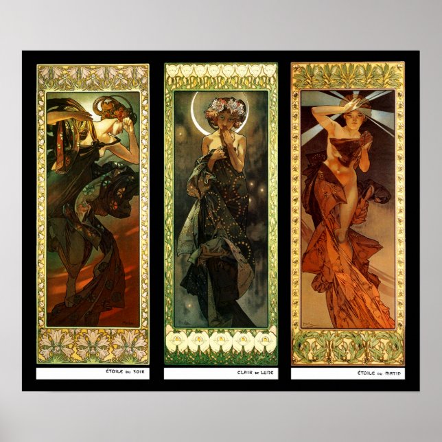 Póster La lune et les étoiles de Alphonse Mucha (Frente)
