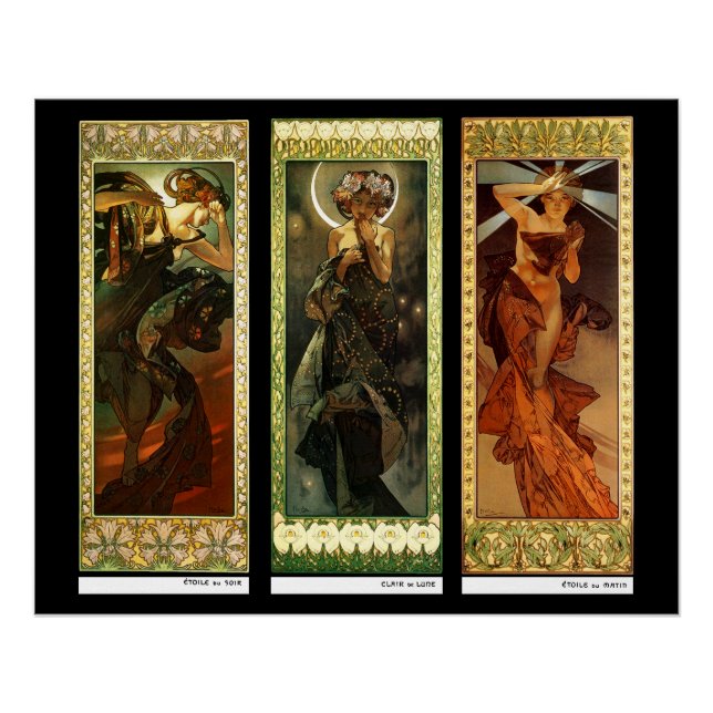 Póster La lune et les étoiles de Alphonse Mucha (Anverso)
