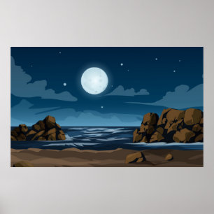 Póster La luz de la luna en la playa