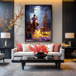 Póster La luz del artista - momento de estudio expresivo