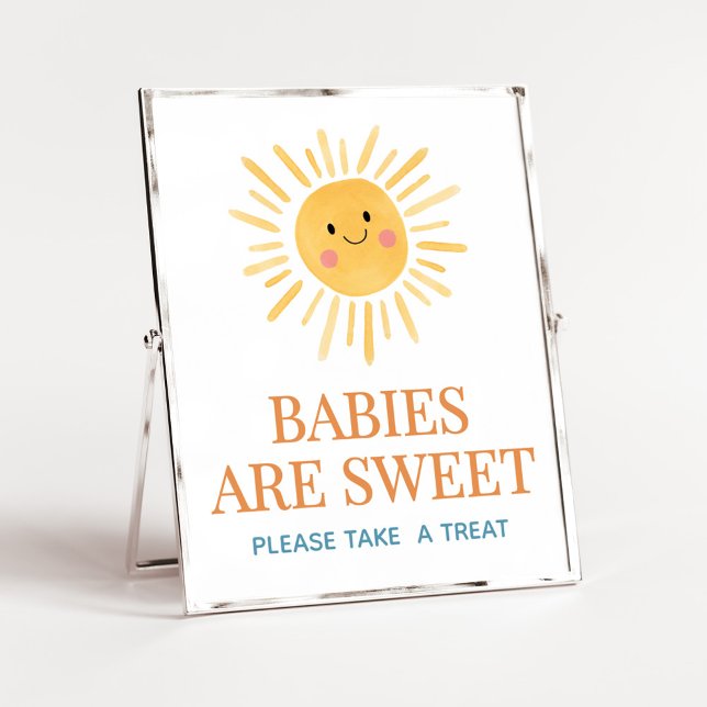 Póster La luz del sol viene el hijo los bebés son dulces (Here Comes the Son Cute Sun Baby Shower Babies are Sweet Sign)