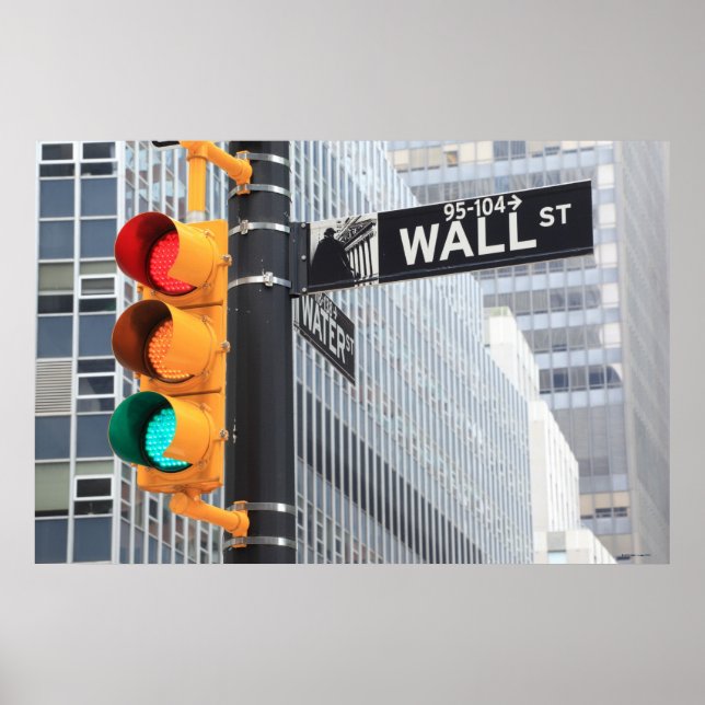 Póster La luz del tráfico y el Rótulo de Wall Street (Frente)