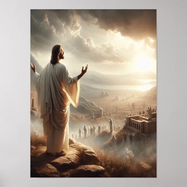 Póster La luz eterna de Jesús brilla la puerta del cielo (Frente)