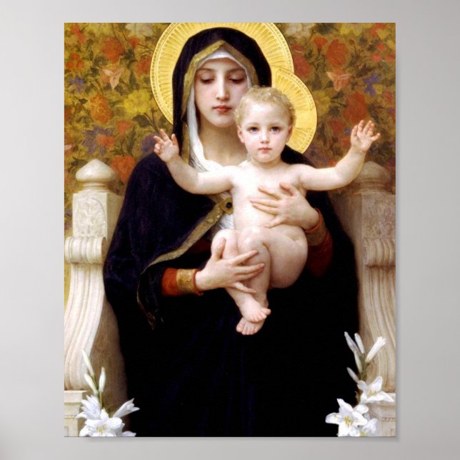 Póster La Madonna De Lilies William Adolphe Bouguereau (Frente)