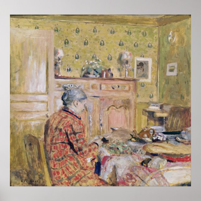 Póster La madre del artista desayunando, 1899-1904 (Frente)