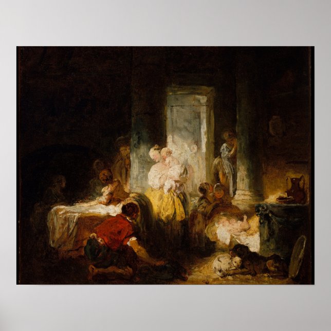 Póster La madre feliz - Fragonard (c.1760) (Frente)