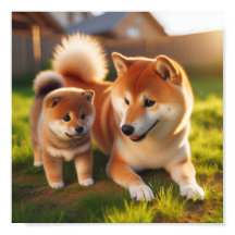 La madre Shiba Inu y su cachorro