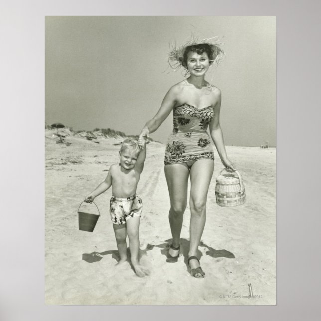 Póster La madre y el hijo caminando (Frente)