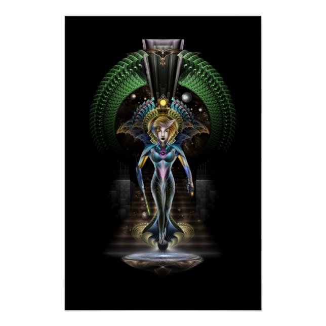 Póster La Majestad de Trilia Fractal Fantasy Retrato BLK (Anverso)
