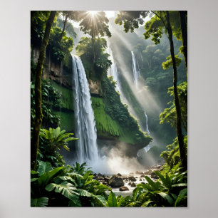 Póster La majestuosa cascada de la jungla