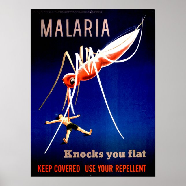 Póster La malaria vintage te golpea a ti (Frente)