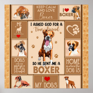 Póster La manta de perro de la Boxer personalizada,