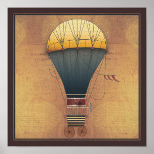 Póster La máquina de vuelo de Abeelle Steampunk del