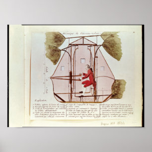 Póster La máquina de vuelo de Jean Pedro Blanchard