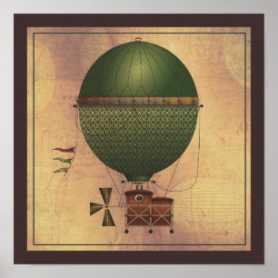 Póster La máquina voladora Steampunk Citronnier