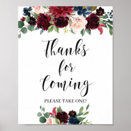 Póster La marina de Boho borgoña rosa de las gracias por 