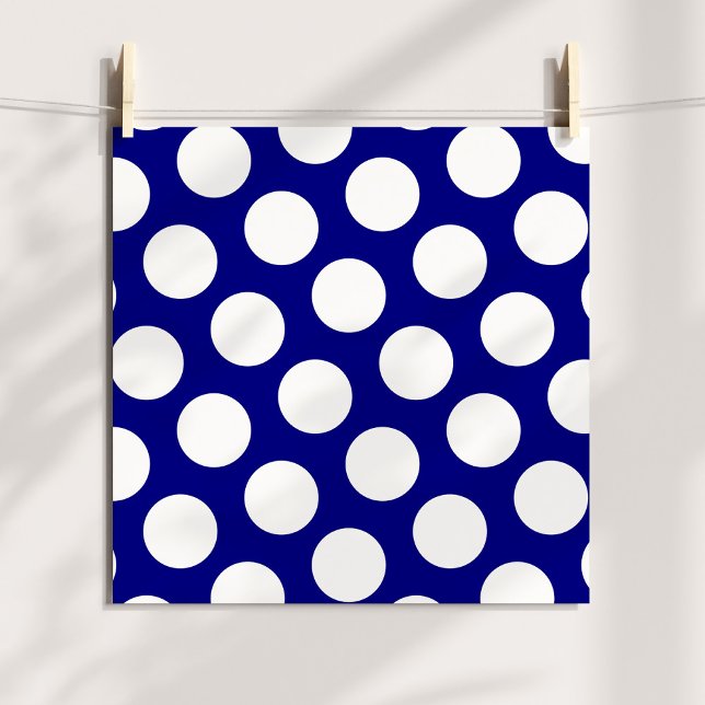 Póster La Marina y los puntos de la Polka Blanca (Navy and White Polka Dots Poster)