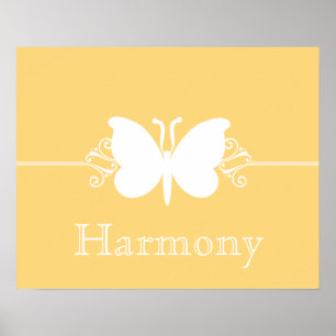 Póster La mariposa amarilla suave remolina poster de la v