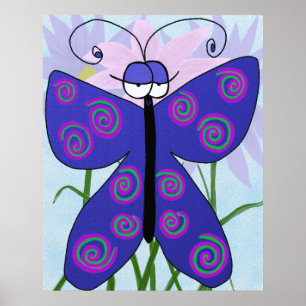 Póster La Mariposa Cuta Con Una Pintura De Actitud