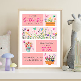 Póster La mariposa pequeña está de camino a su rosa capri