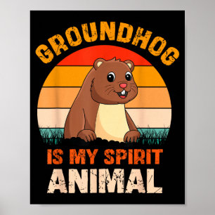 Póster La marmota es mi animal espiritual Retro Día de la